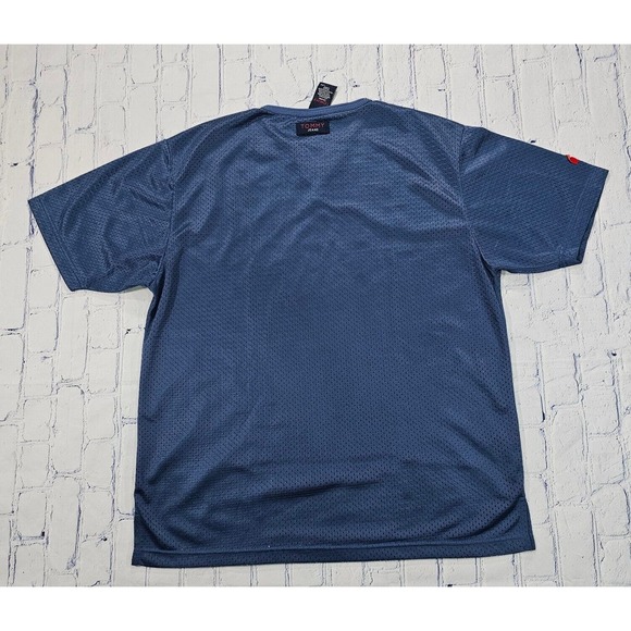 Vintage Tommy Hilfiger Tommy Jeans Blue Mesh Shirt Jersey Retro 90s MENS SZ L - Picture 8 of 10